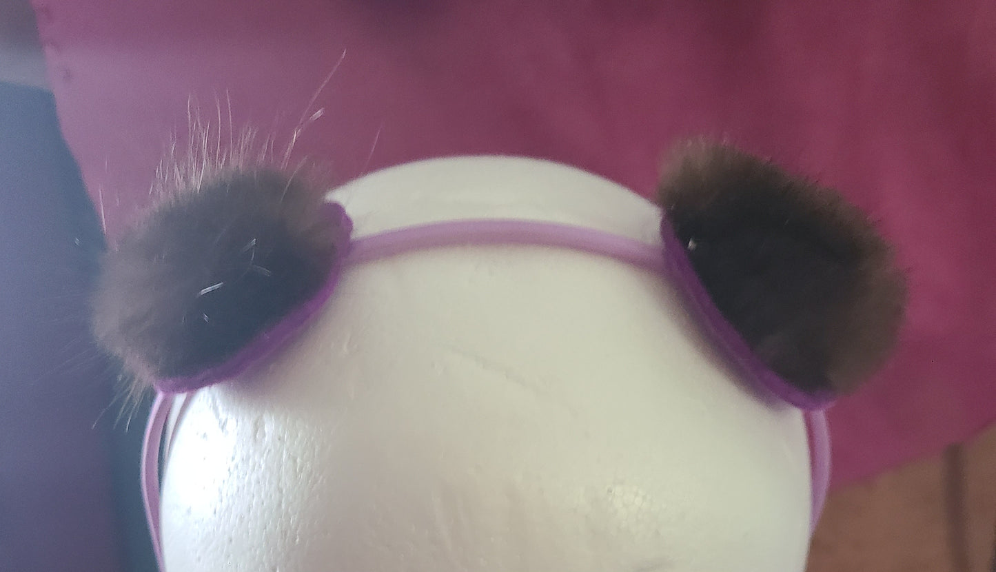 Purple Panda Ear Puffle Headband