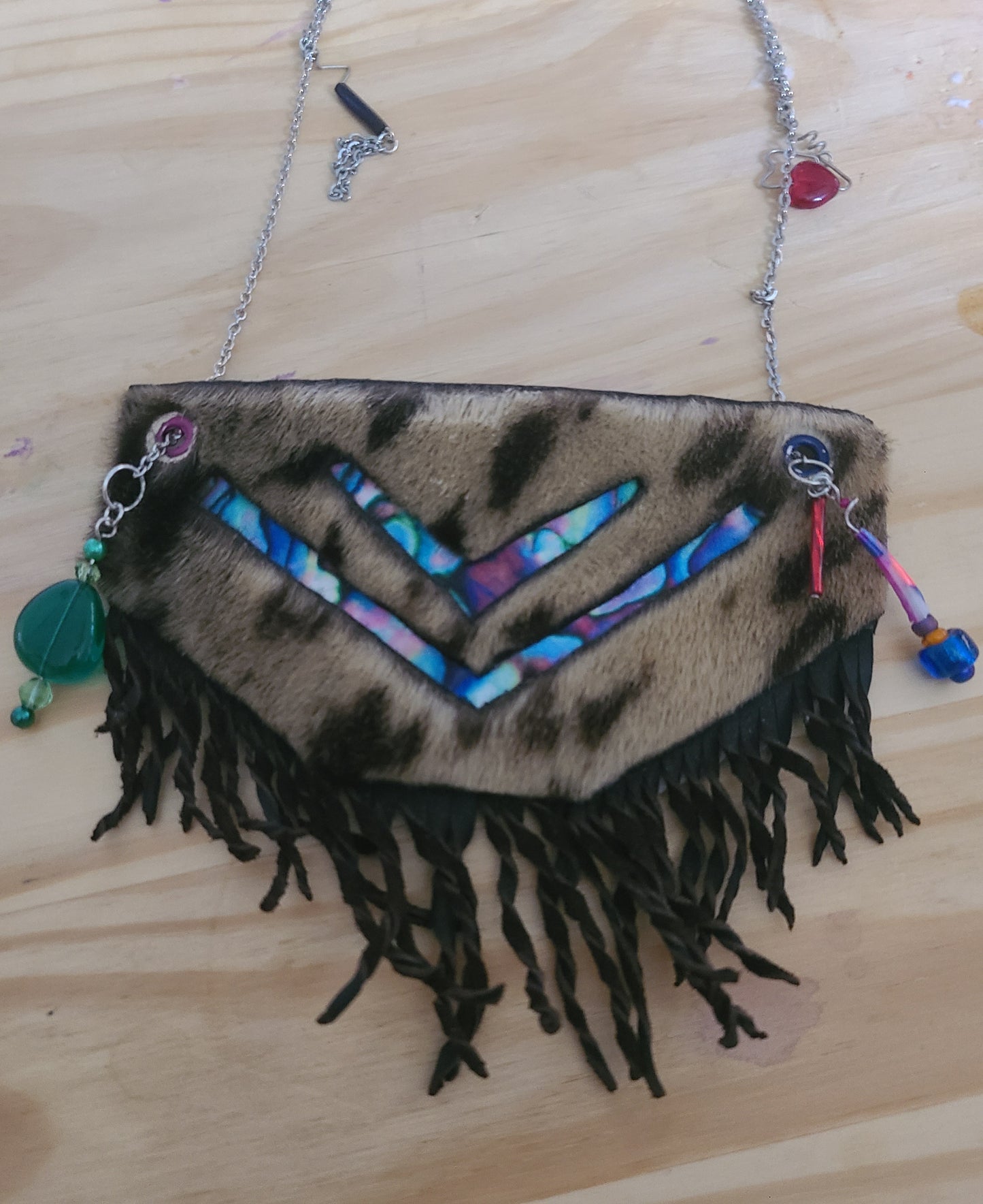 Seal Fur Abalone statement necklace