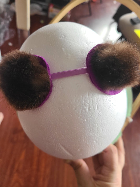 Purple Panda Ear Puffle Headband