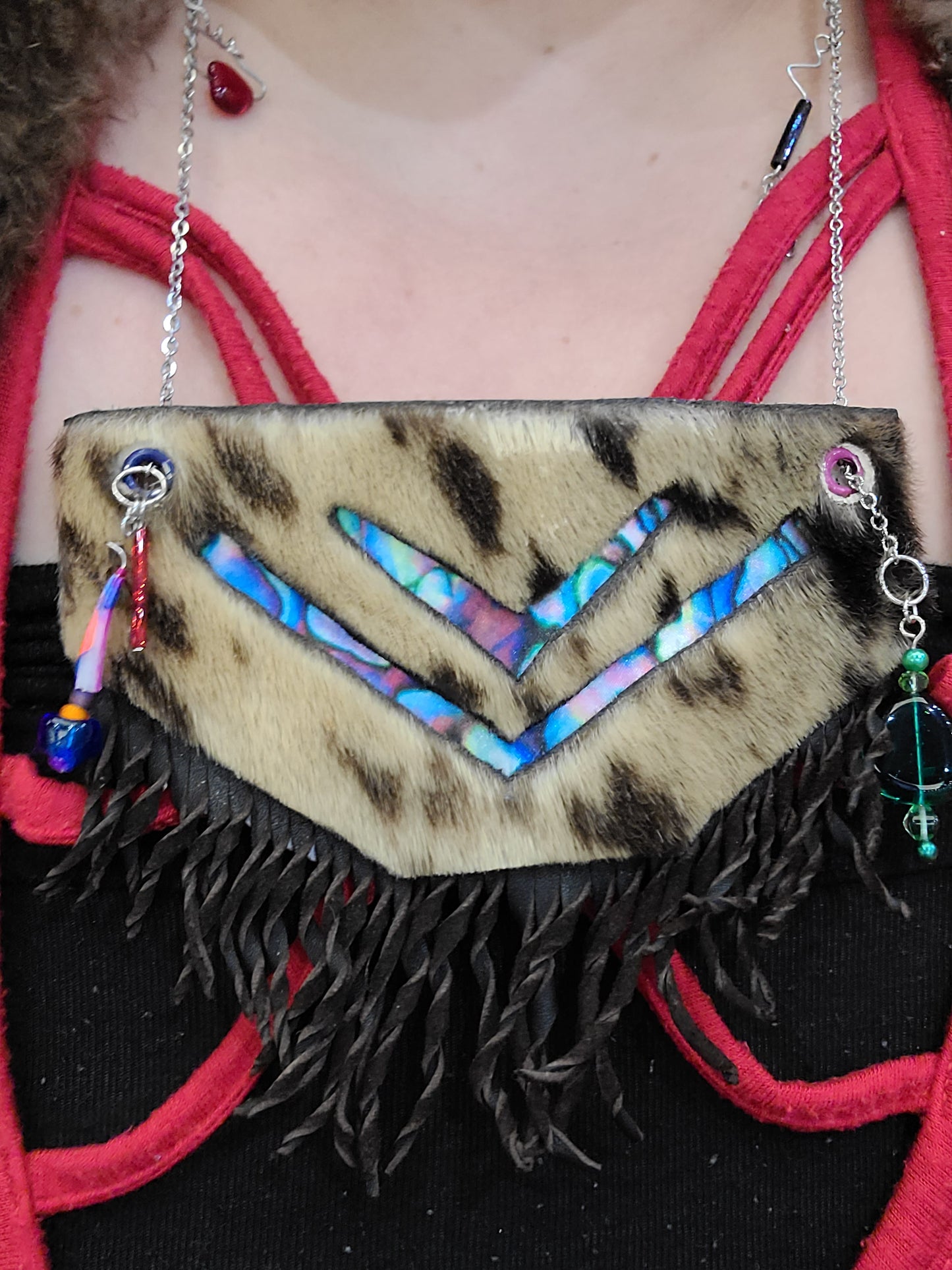 Seal Fur Abalone statement necklace